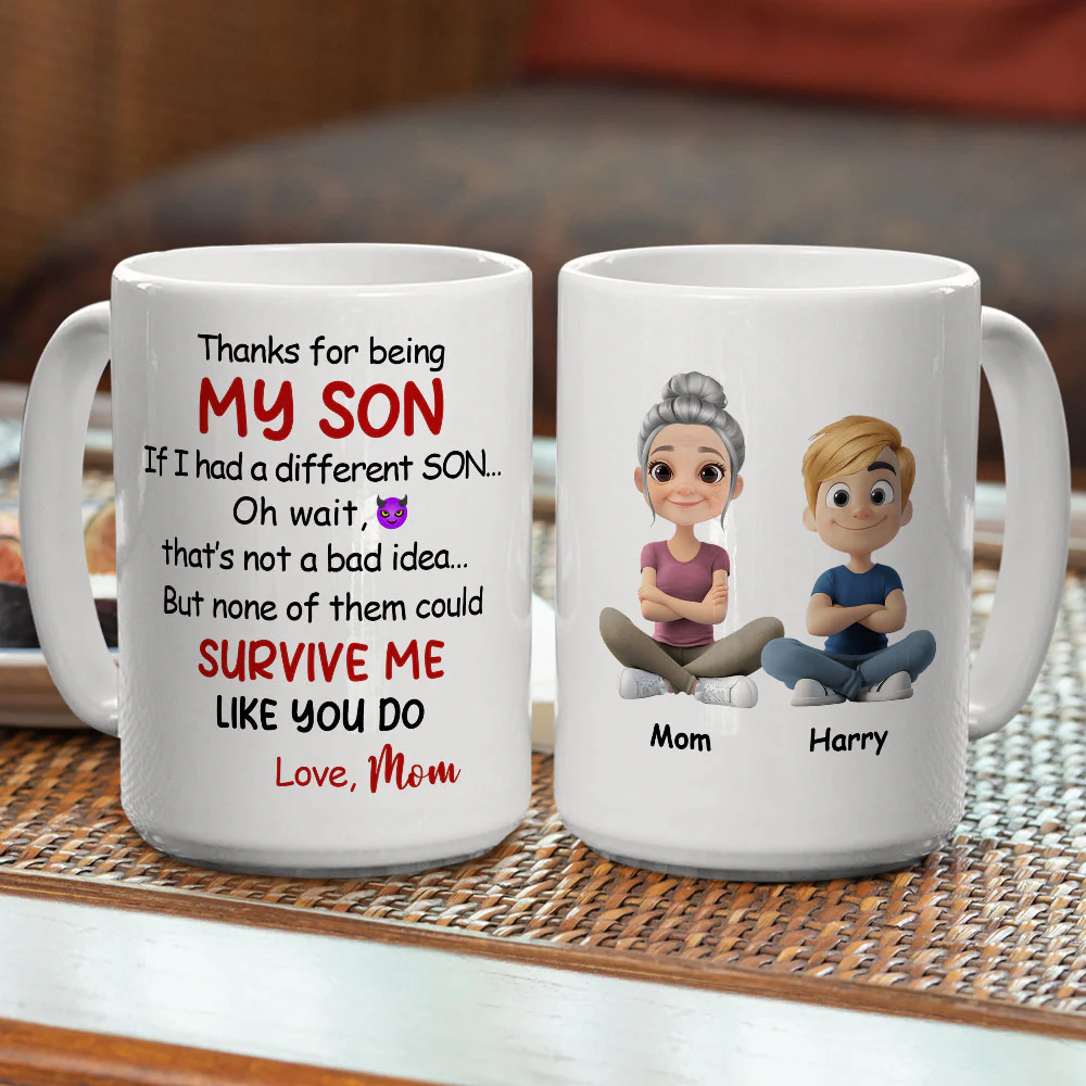 Mom To Son Humor - Personalized Custom Coffee Mug - Image 4