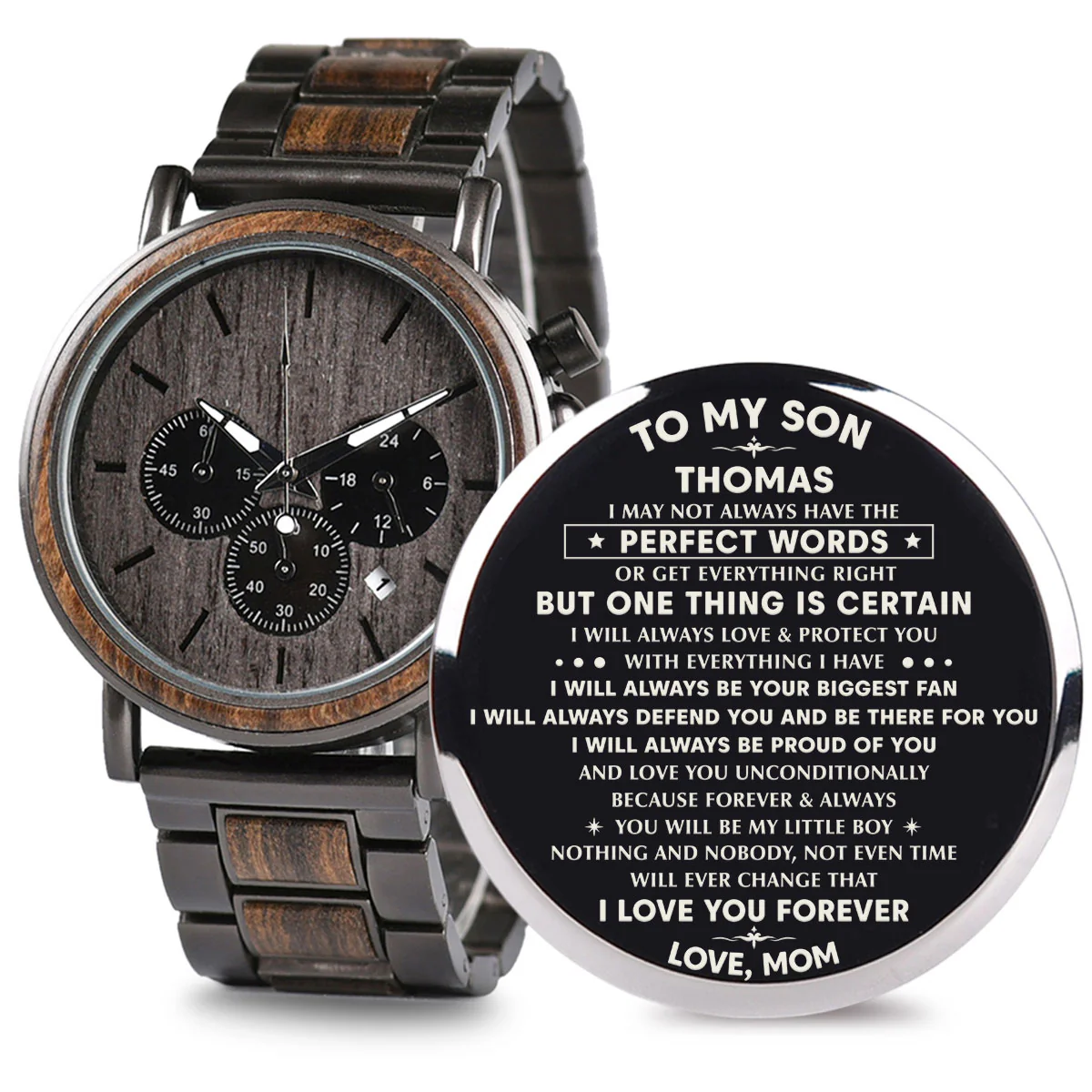 Mom To Son I Will Always - Personalized Engraved Wooden Watches GQ026