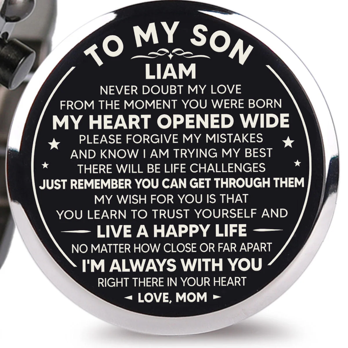 Mom To Son Love You Unconditionally - Personalized Engraved Wooden Watches GQ026 - Image 2