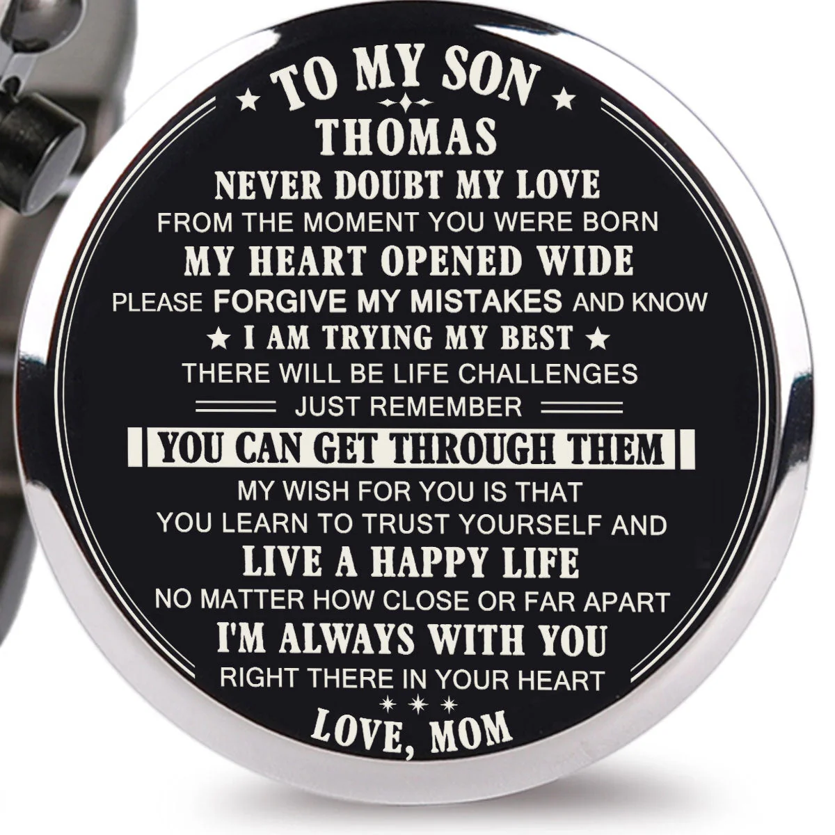 To My Son – Never Doubt My Love - Personalized Engraved Chronograph Wooden Watch GQ026 - Image 2