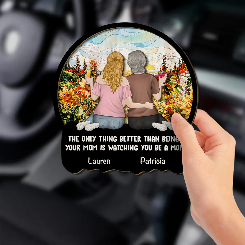 Mom Watching Daughter Be A Mom - Personalized Custom Car Visor Clip - Image 2