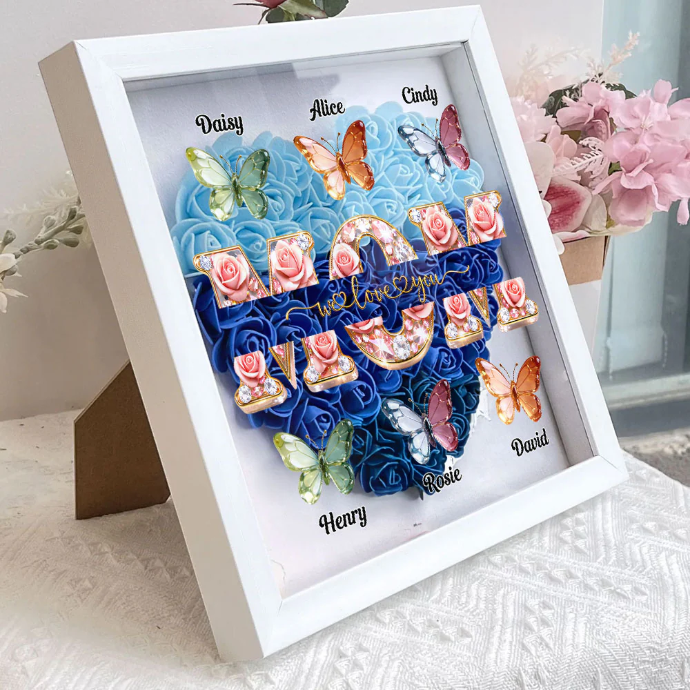Mom We Love You - Personalized Custom Flower Shadow Box - Image 4