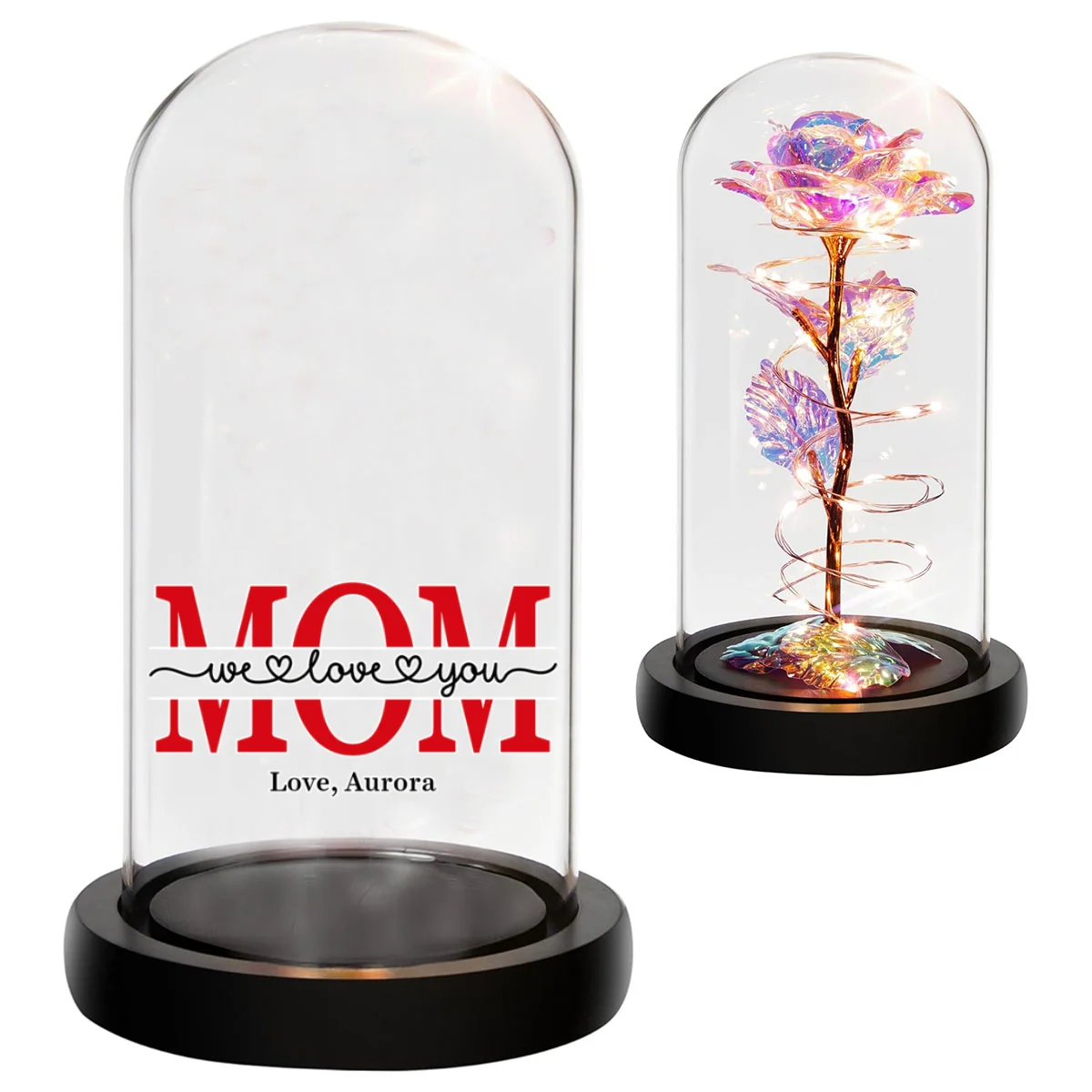 Mom We Love You - Personalized Custom Sparkly Rose - Image 7