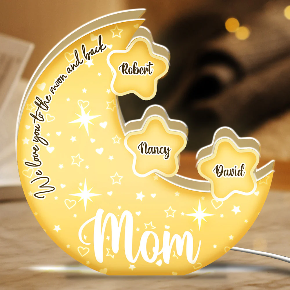 Mom, We Love You To The Moon And Back - Personalized Custom Light Box - Image 3