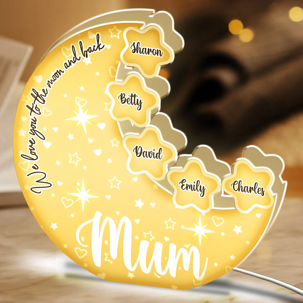 Mom, We Love You To The Moon And Back - Personalized Custom Light Box - Image 4
