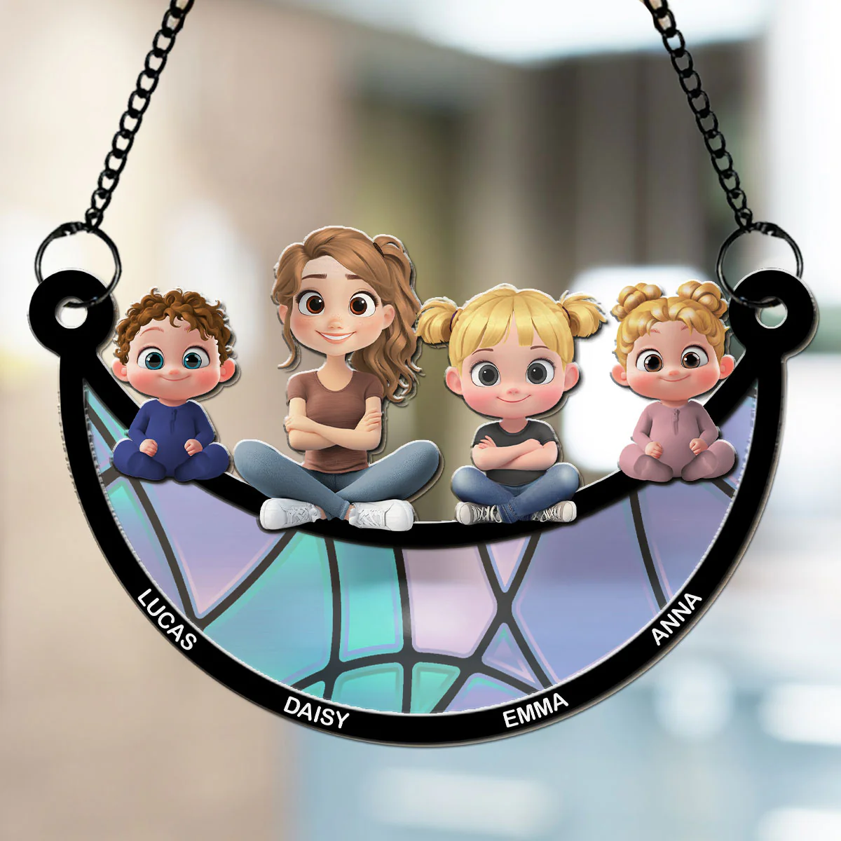 Mom We Love You To The Moon And Back - Personalized Custom Suncatcher - Image 4