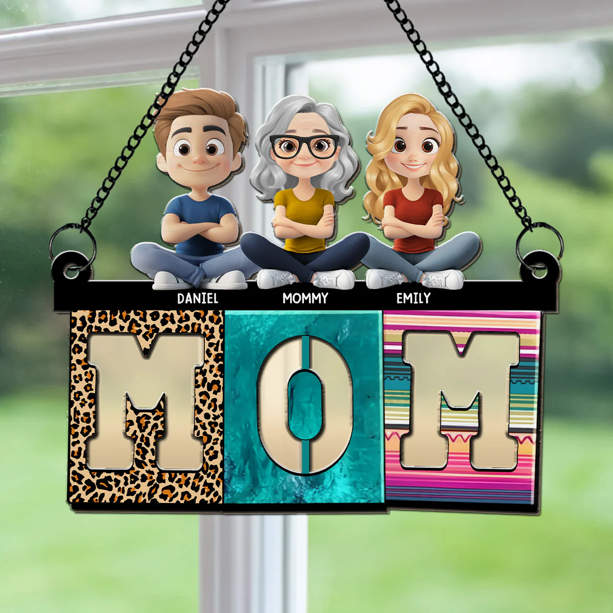 Mom With Cute Children - Personalized Custom Suncatcher