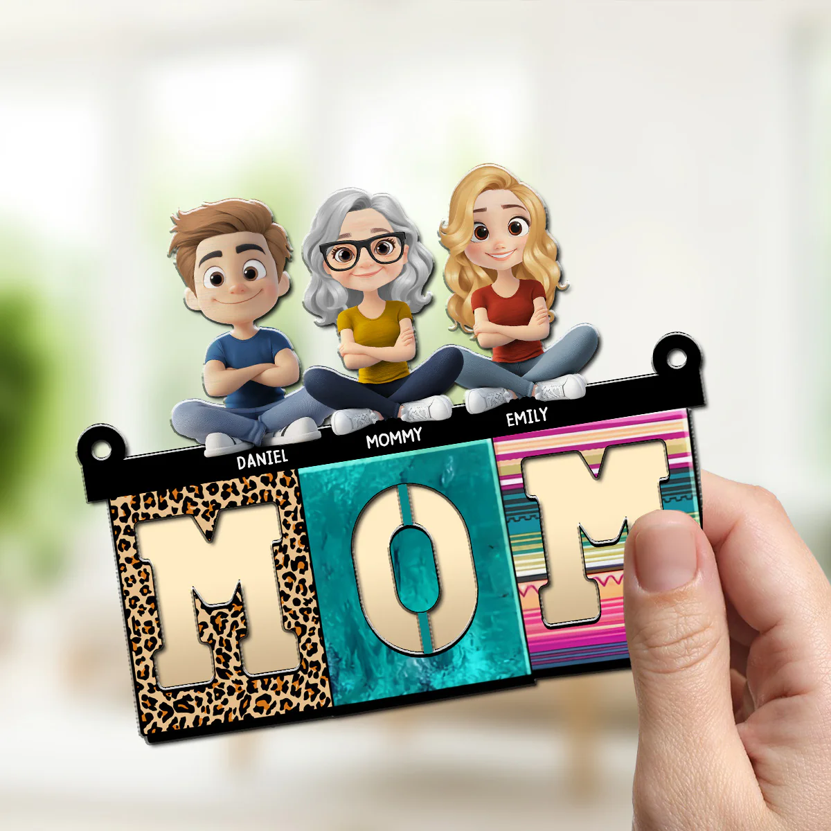 Mom With Cute Children - Personalized Custom Suncatcher - Image 3
