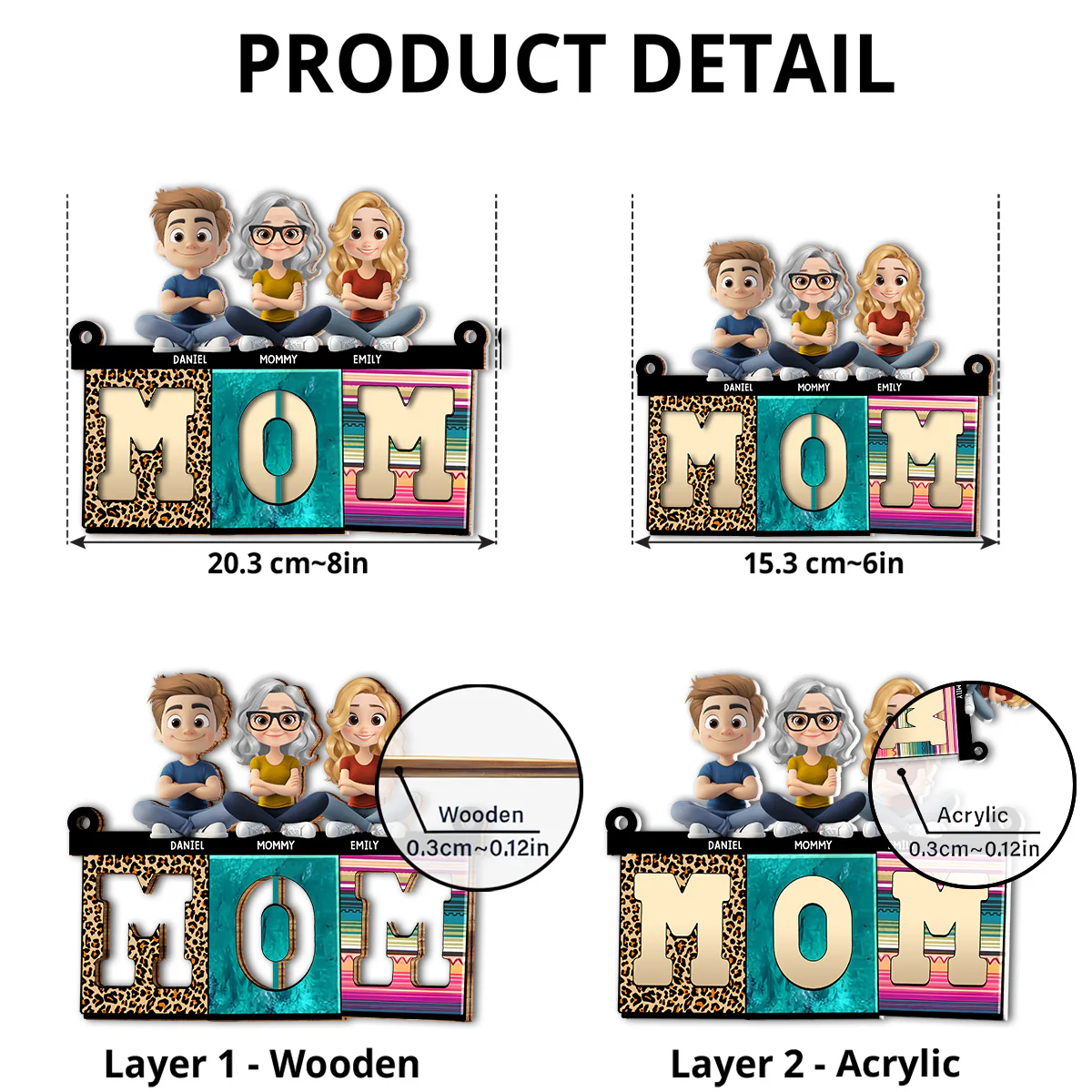 Mom With Cute Children - Personalized Custom Suncatcher - Image 4