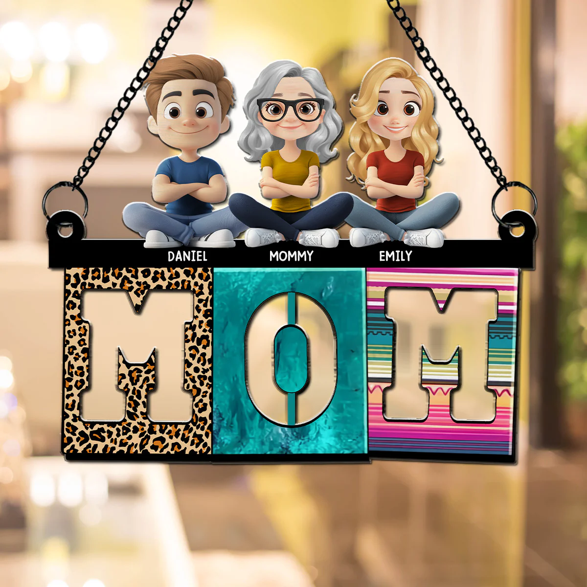 Mom With Cute Children - Personalized Custom Suncatcher - Image 5