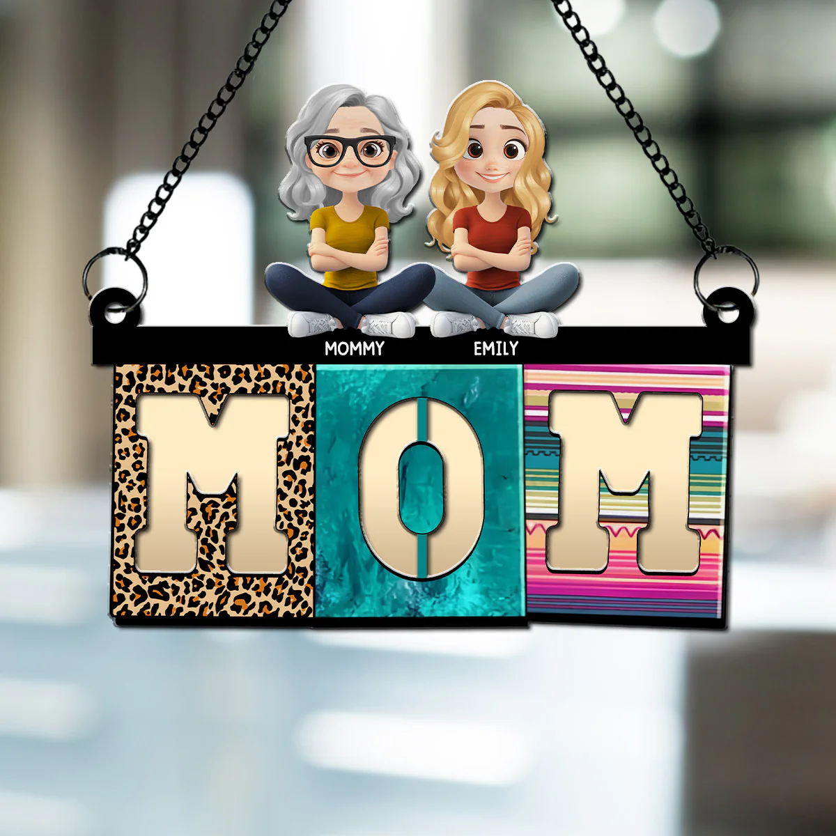 Mom With Cute Children - Personalized Custom Suncatcher - Image 6