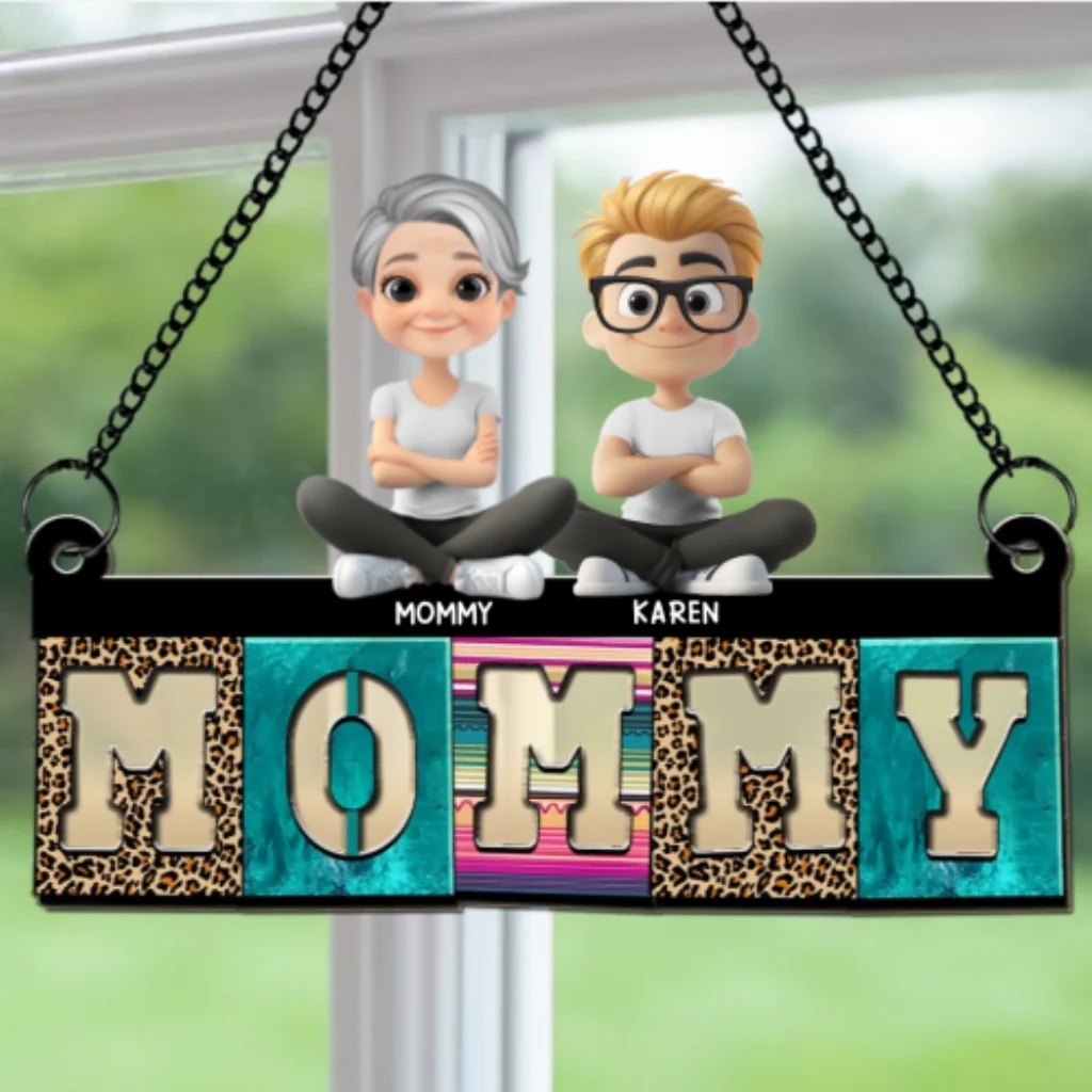 Mom With Cute Children - Personalized Custom Suncatcher - Image 7