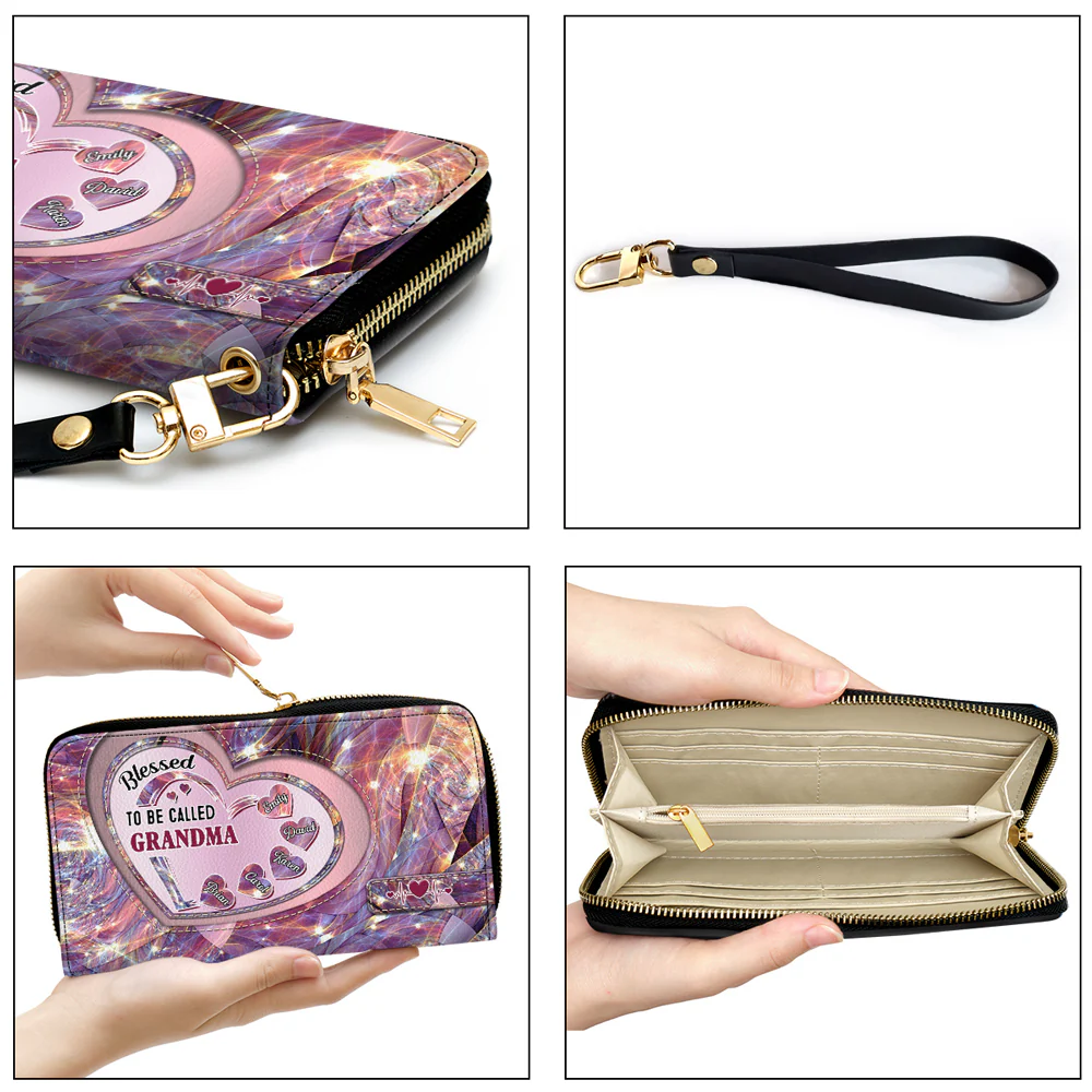 Mom With Sweet Heart Kids - Personalized Custom Leather Wallet - Image 5