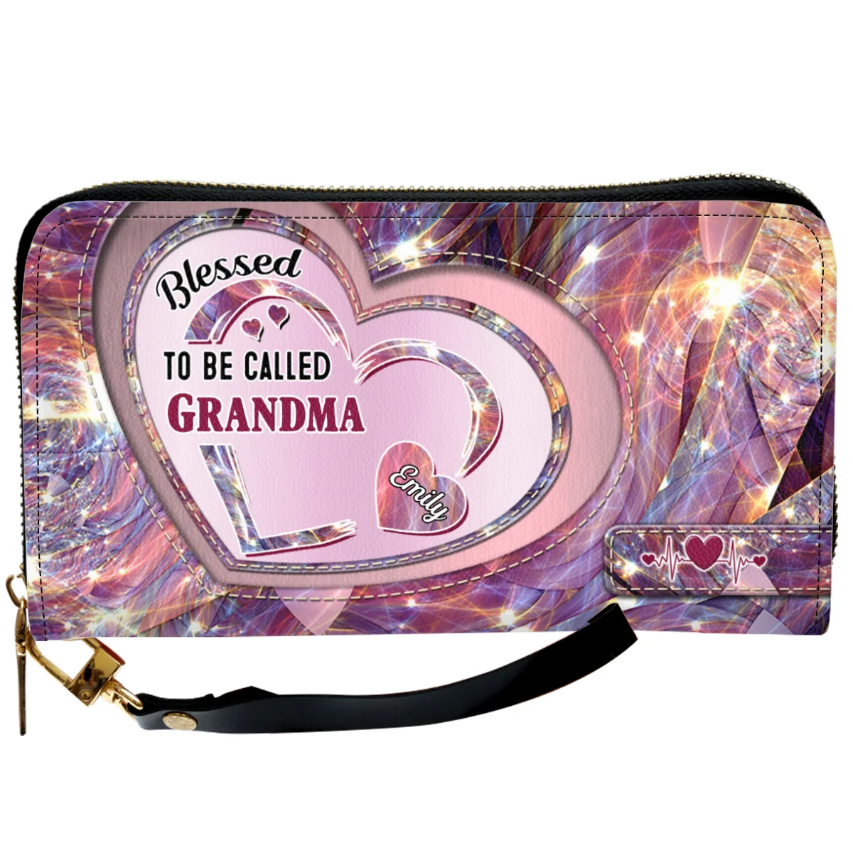 Mom With Sweet Heart Kids - Personalized Custom Leather Wallet - Image 6