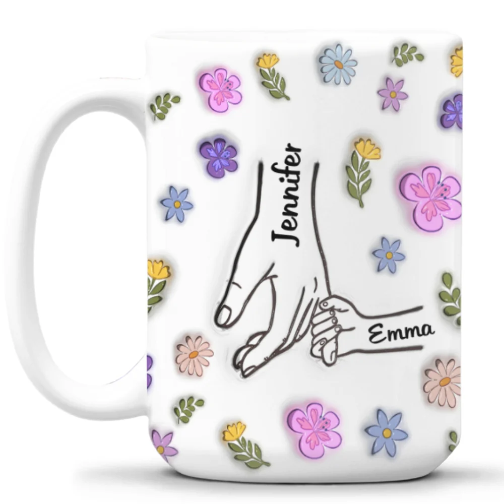 Mom You Hold My Hand And My Heart - Personalized Custom 3D Inflated Effect Mug - Image 8