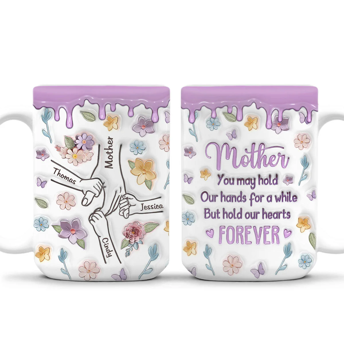 Mom, You Hold Our Hands And Our Hearts Forever - Personalized Custom 3D Inflated Effect Mug - Image 6