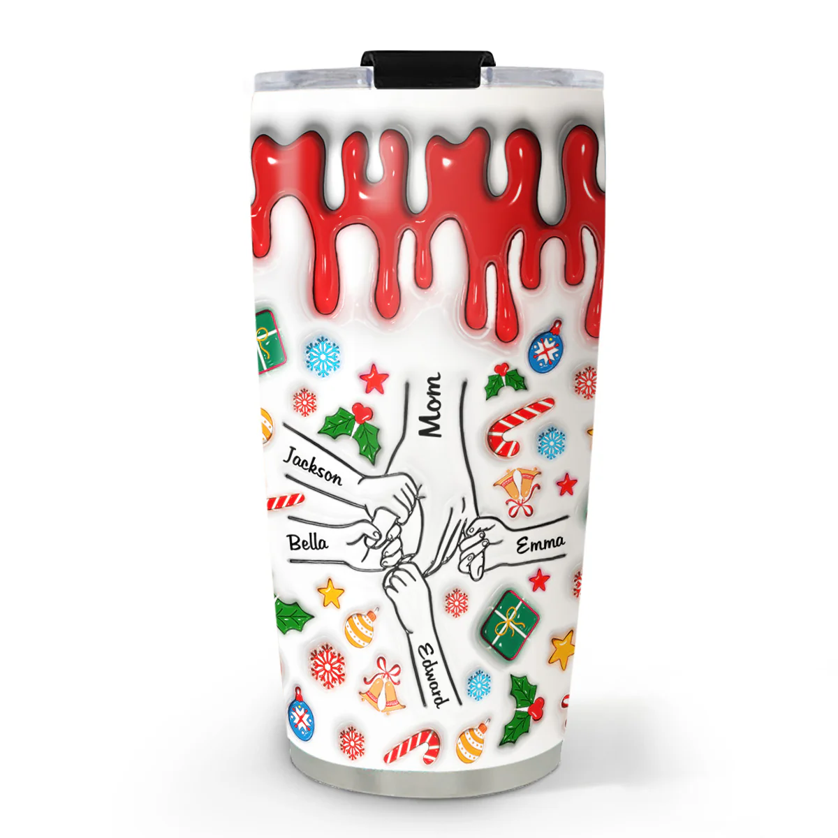 Mom, You Hold Our Hands And Our Hearts - Personalized Custom 3D Inflated Effect Tumbler