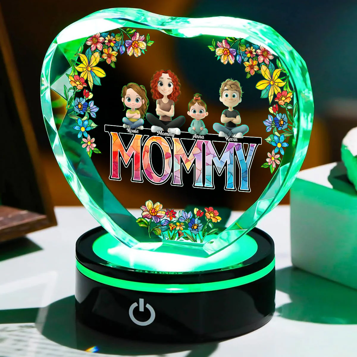 Mommy And Children - Personalized Custom Crystal Led Light - Image 3