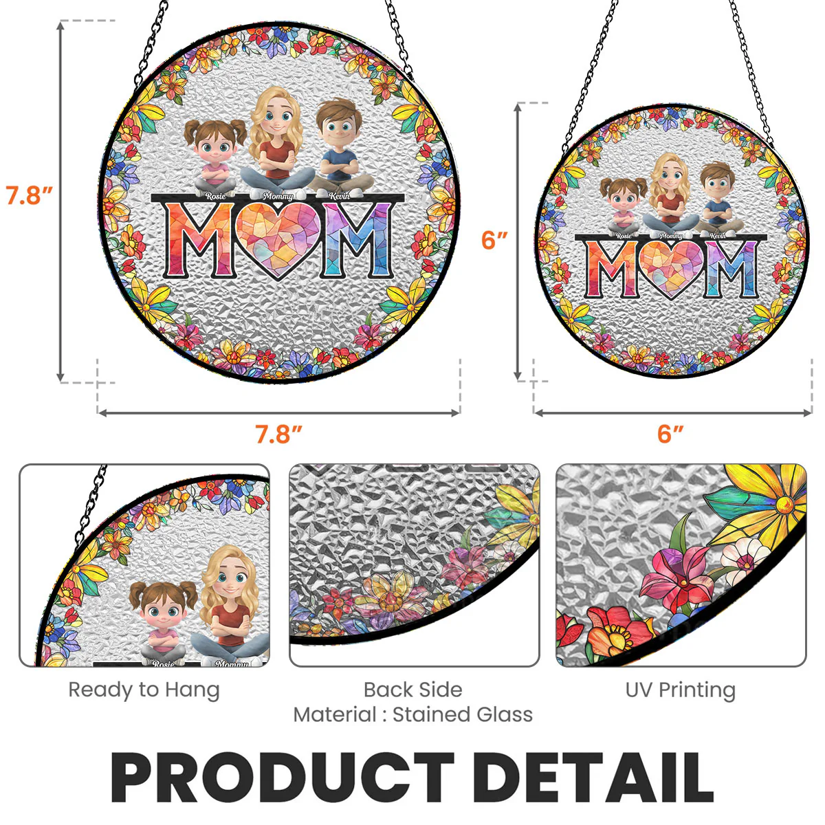 Mommy And Children - Personalized Custom Window Hanging Suncatcher - Image 5