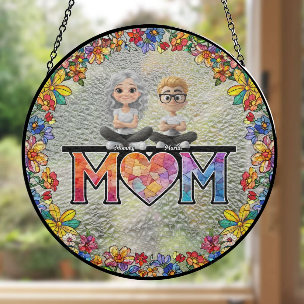 Mommy And Children - Personalized Custom Window Hanging Suncatcher - Image 6