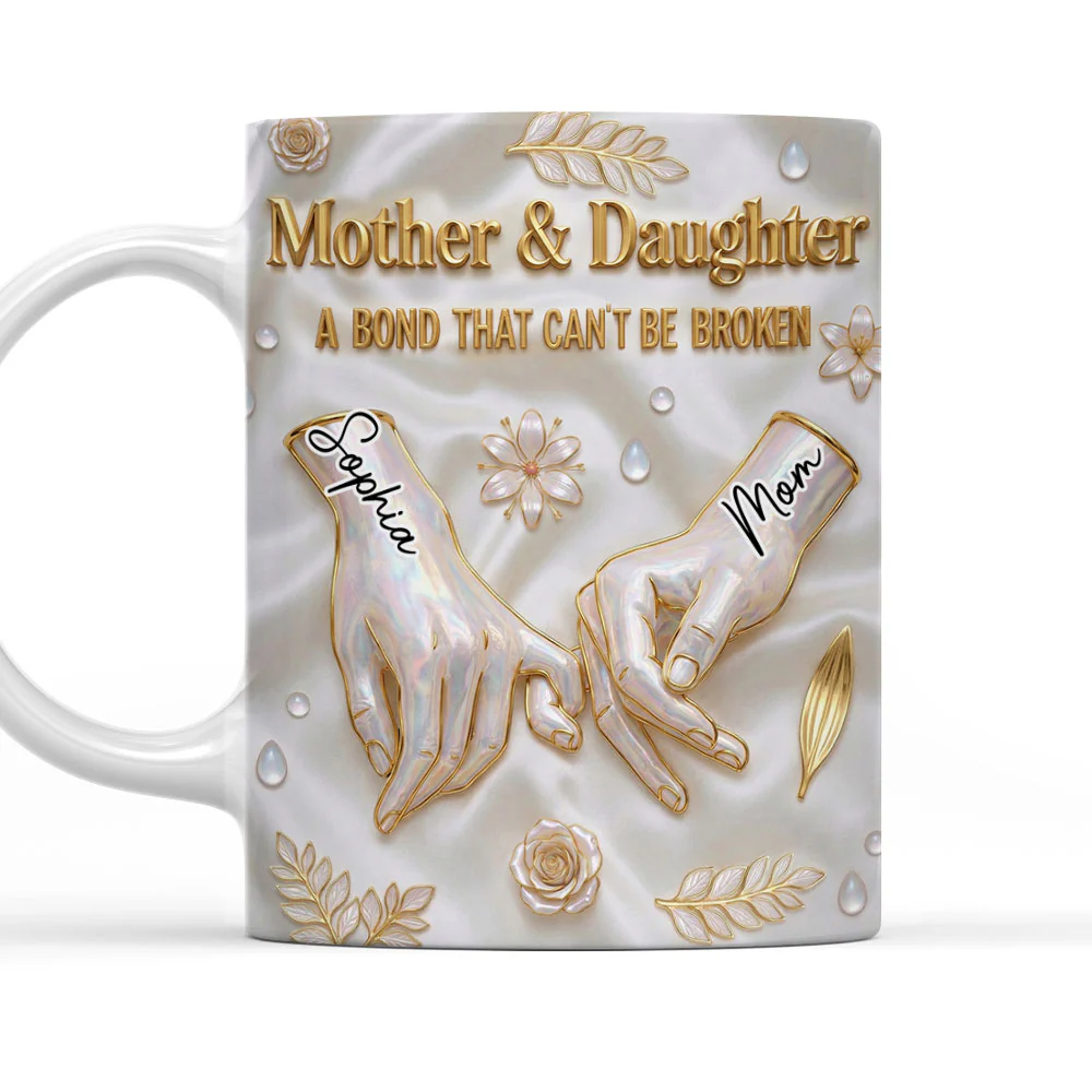 Mommy And Daughter Hold Hand - Personalized Custom 3D Inflated Effect Mug