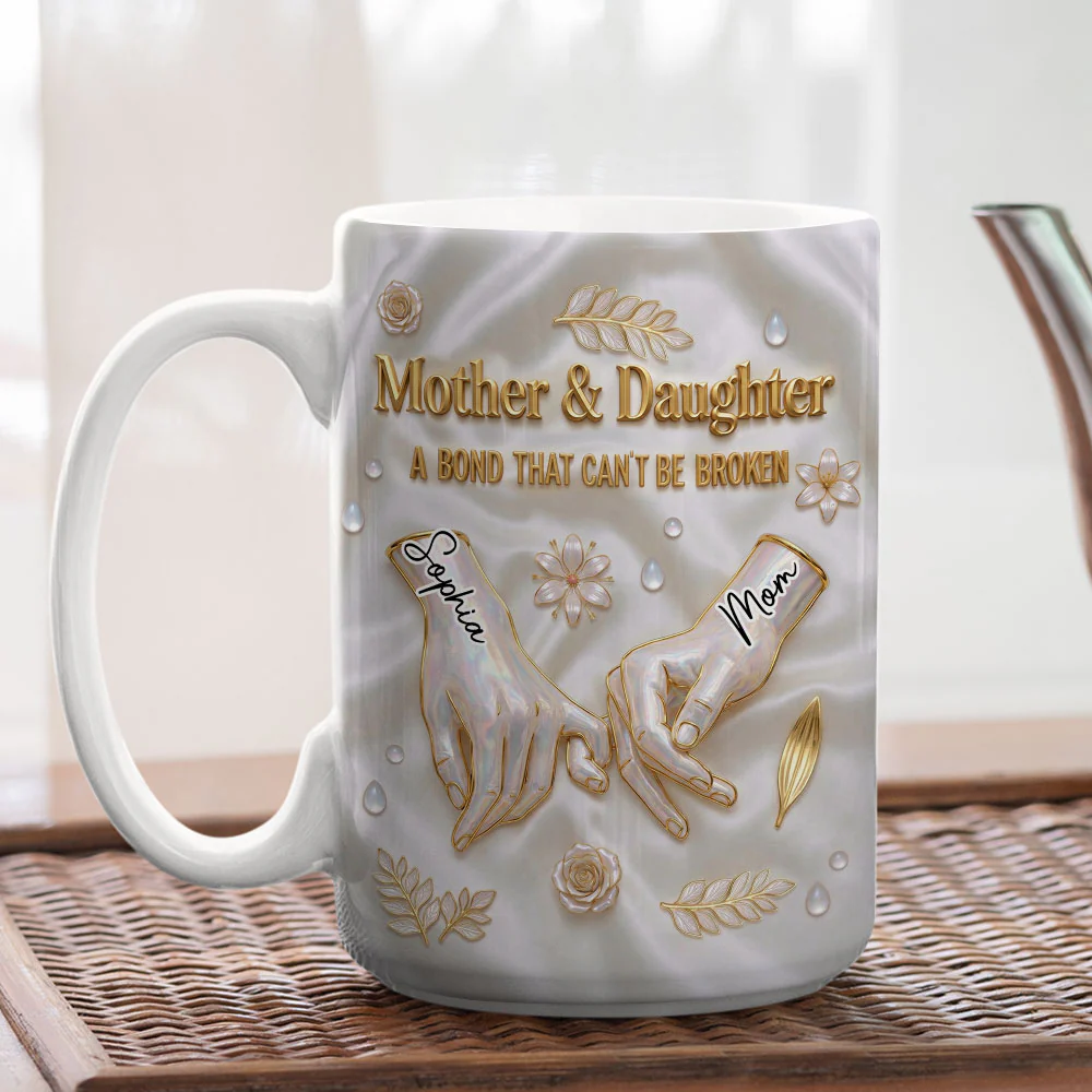 Mommy And Daughter Hold Hand - Personalized Custom 3D Inflated Effect Mug - Image 3