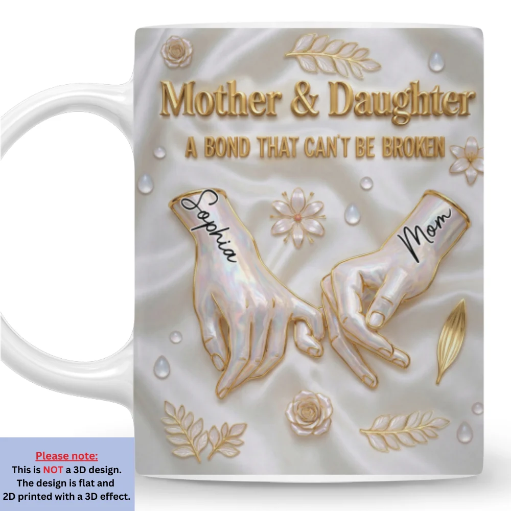 Mommy And Daughter Hold Hand - Personalized Custom 3D Inflated Effect Mug - Image 6