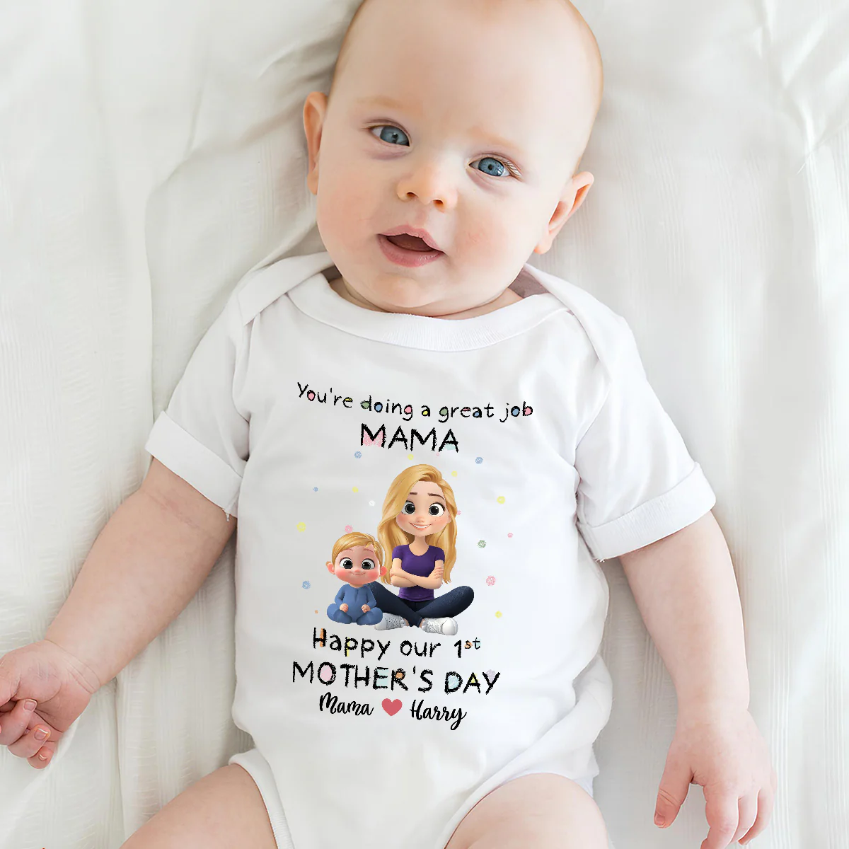 Mommy Doing A Great Job Happy Mother Day - Personalized Custom Baby Onesie - Image 3