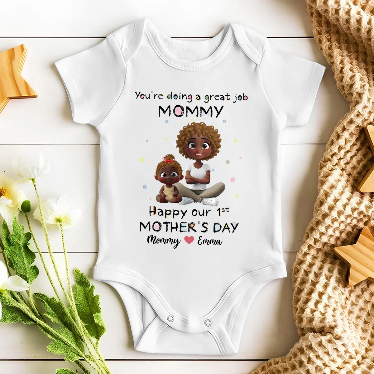 Mommy Doing A Great Job Happy Mother Day - Personalized Custom Baby Onesie - Image 4