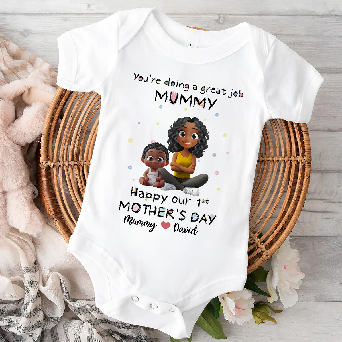 Mommy Doing A Great Job Happy Mother Day - Personalized Custom Baby Onesie - Image 5