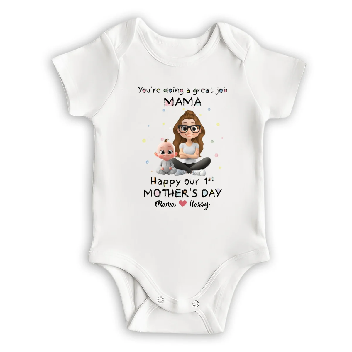 Mommy Doing A Great Job Happy Mother Day - Personalized Custom Baby Onesie - Image 6
