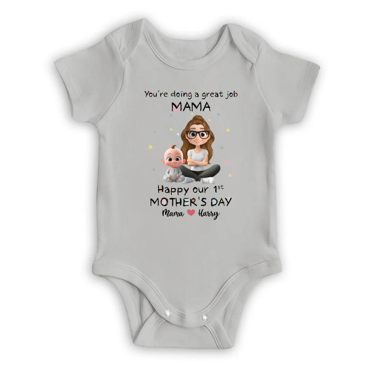 Mommy Doing A Great Job Happy Mother Day - Personalized Custom Baby Onesie - Image 7