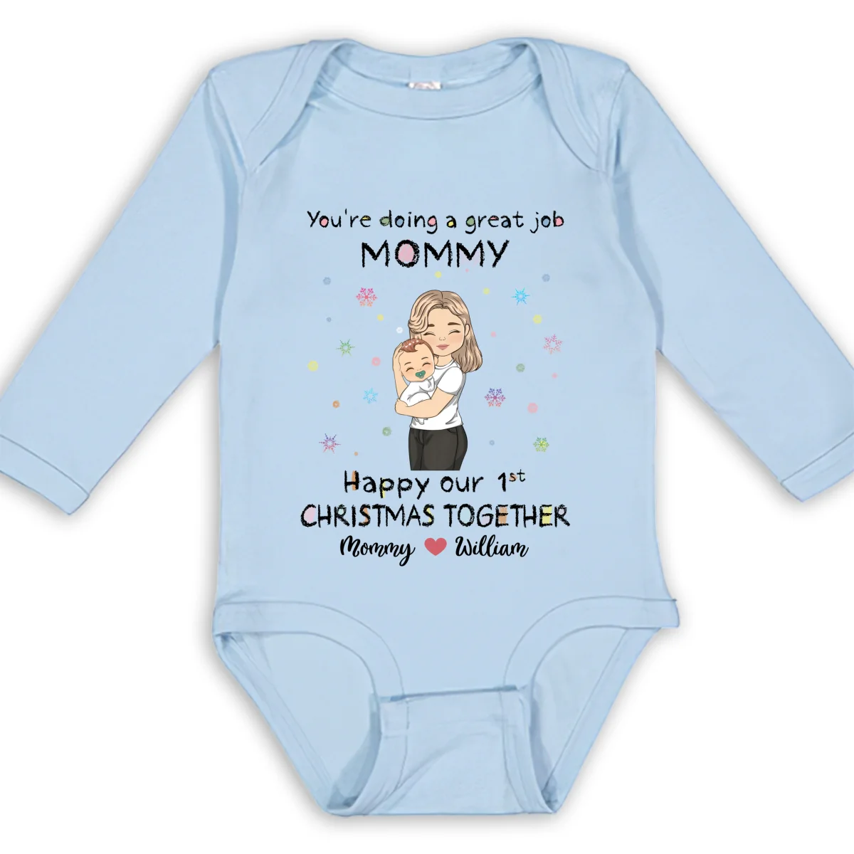 Mommy Doing A Great Job Merry Christmas - Personalized Custom Long Sleeve Baby Onesie - Image 8