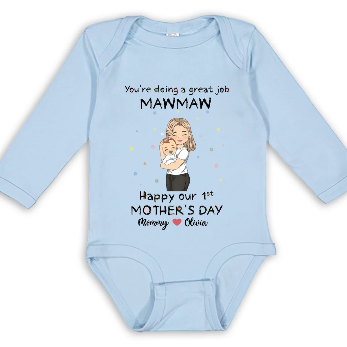Mommy Doing A Great Job - Personalized Custom Long Sleeve Baby Onesie - Image 8