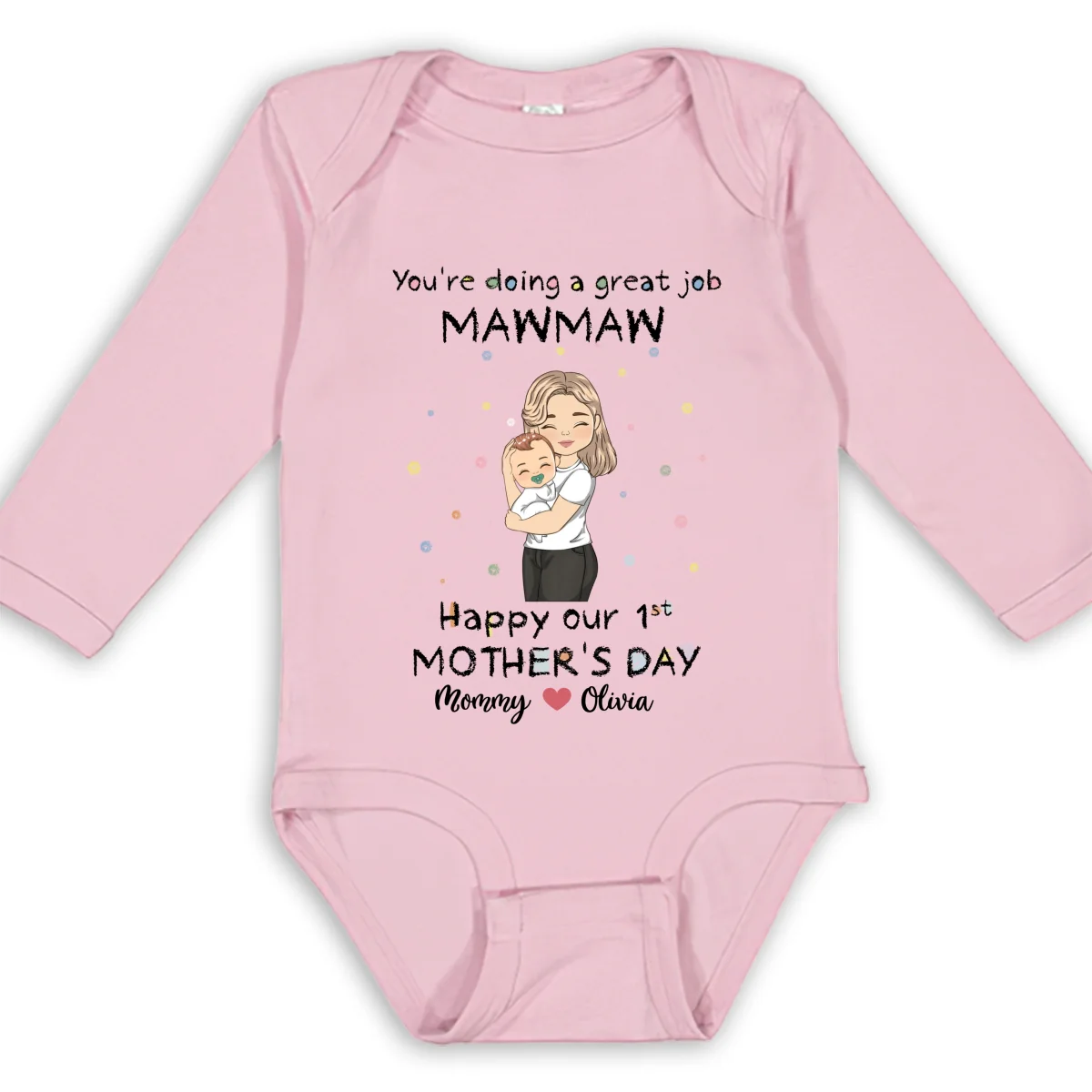 Mommy Doing A Great Job - Personalized Custom Long Sleeve Baby Onesie - Image 9