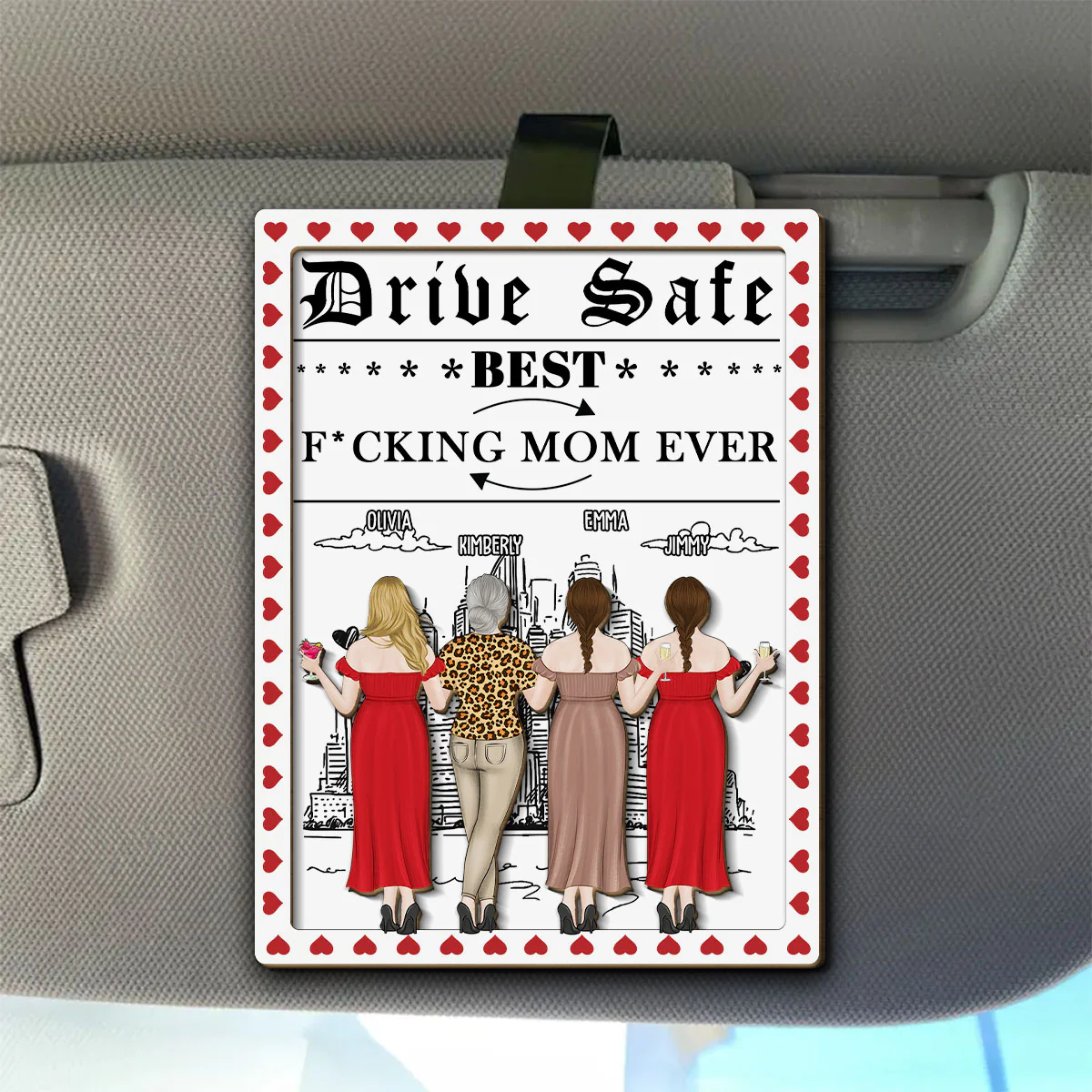 Mommy Drive Safe I Love You - Personalized Custom Car Visor Clip - Image 2
