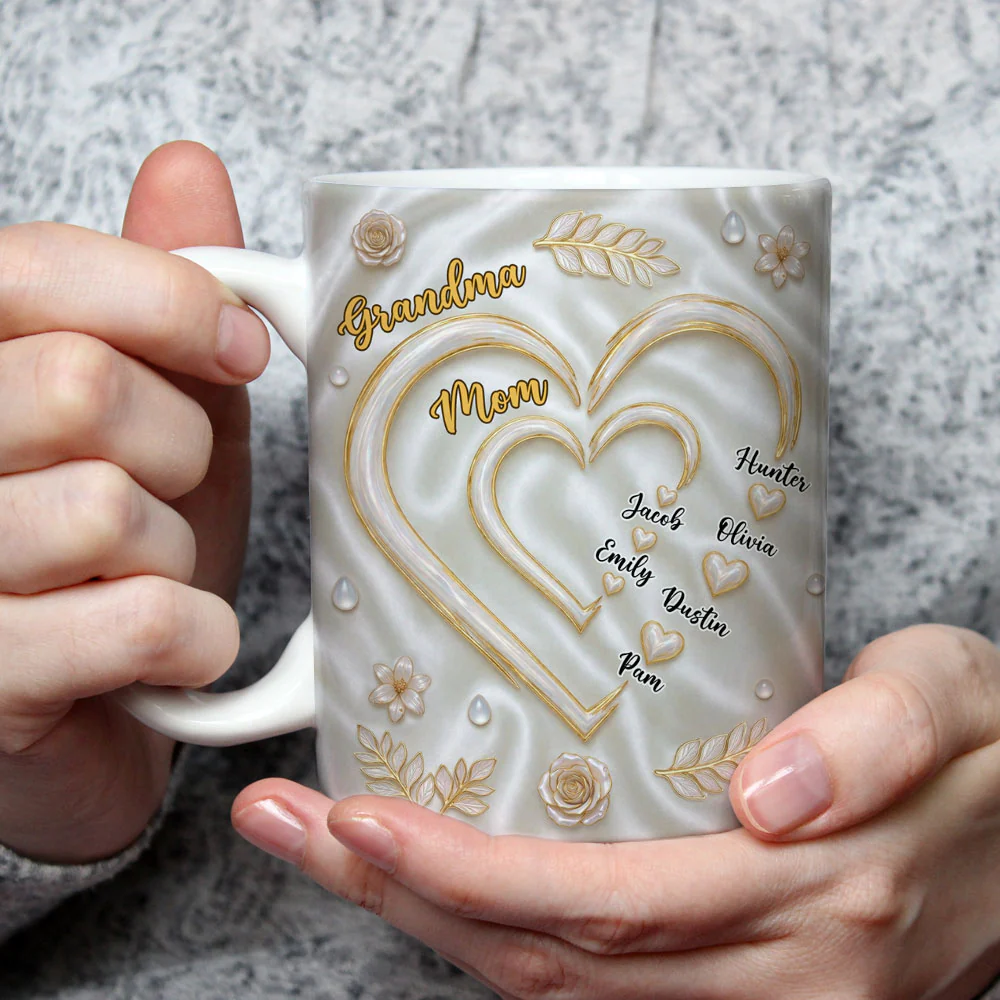 Mommy Heart - Personalized Custom 3D Inflated Effect Mug - Image 2