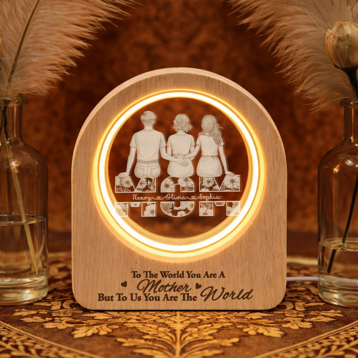 Mommy We Love You - Personalized Custom 3D Crystal Photo Portrait LED - Image 2