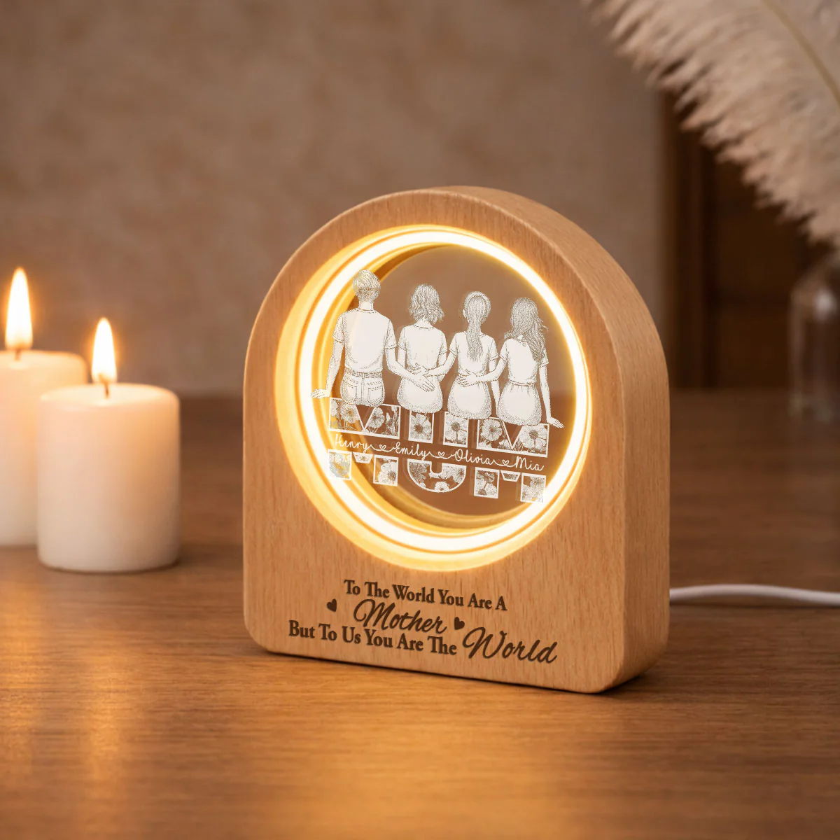 Mommy We Love You - Personalized Custom 3D Crystal Photo Portrait LED - Image 4