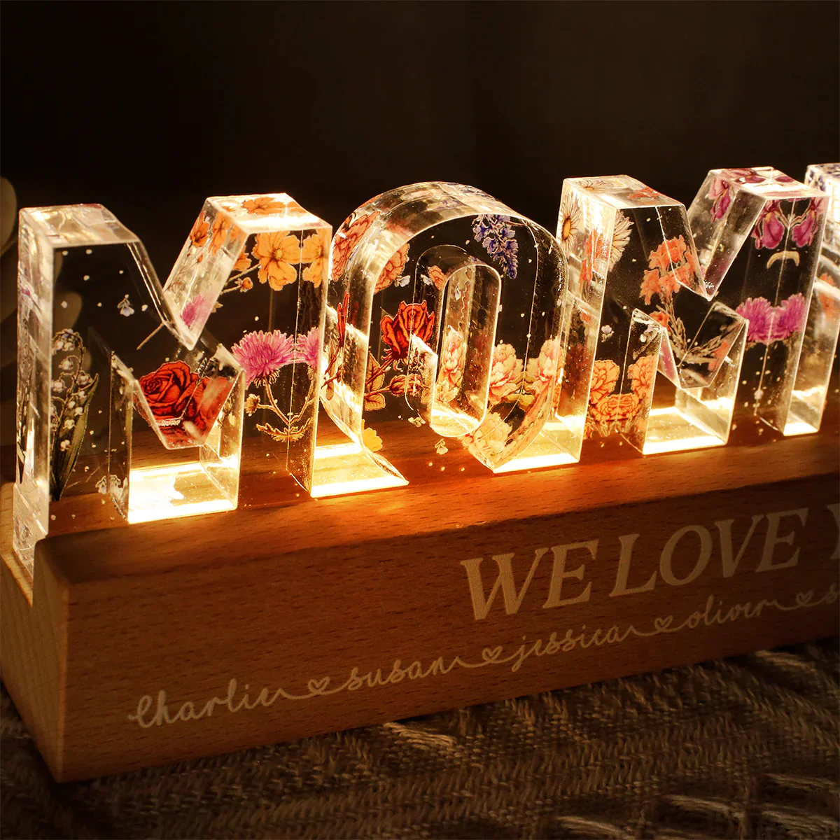 Mommy We Love You - Personalized Custom Acrylic Letters 3D LED Night Light - Image 2