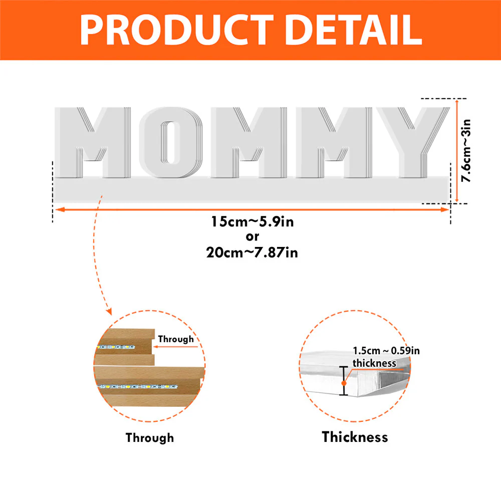 Mommy We Love You - Personalized Custom Acrylic Letters 3D LED Night Light - Image 6