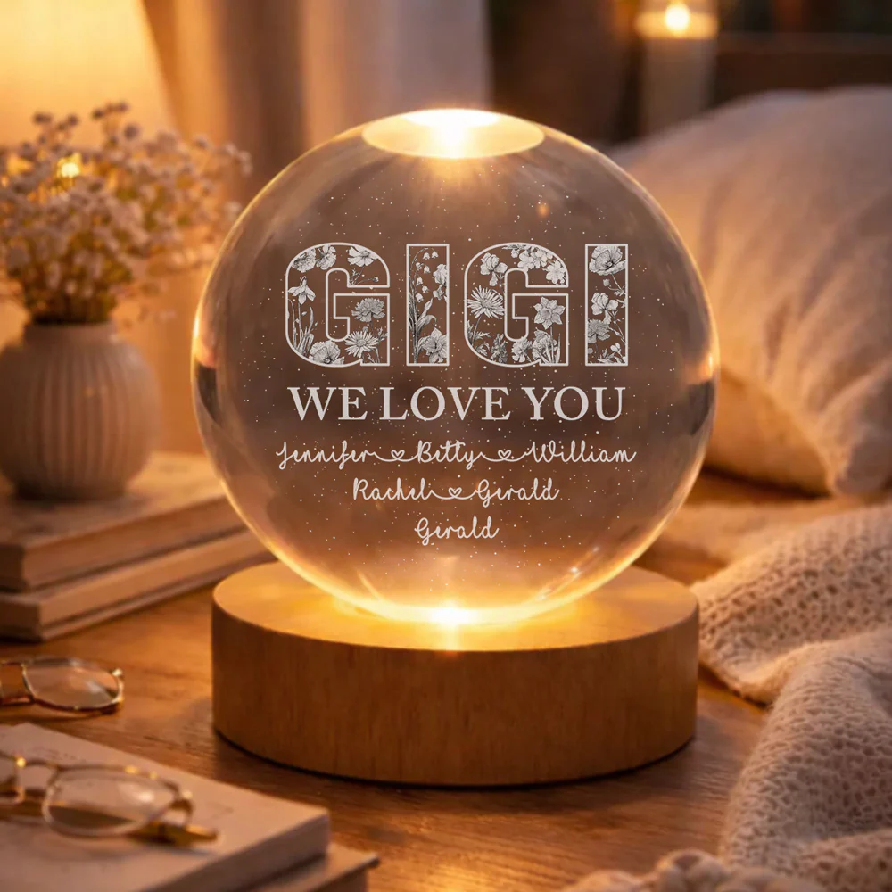 Mommy We Love You - Personalized Custom Crystal Globe Lamp - Image 5