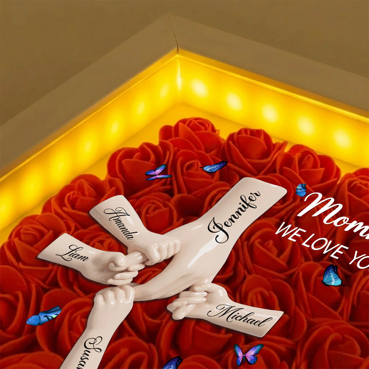 Mommy We Love You - Personalized Custom Flower Shadow Box With LED Light - Image 2