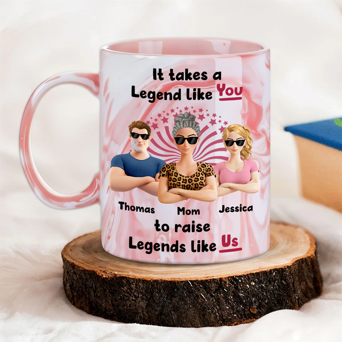 Moms Create Legends With Love - Personalized Custom Pink Marble Mug - Image 5