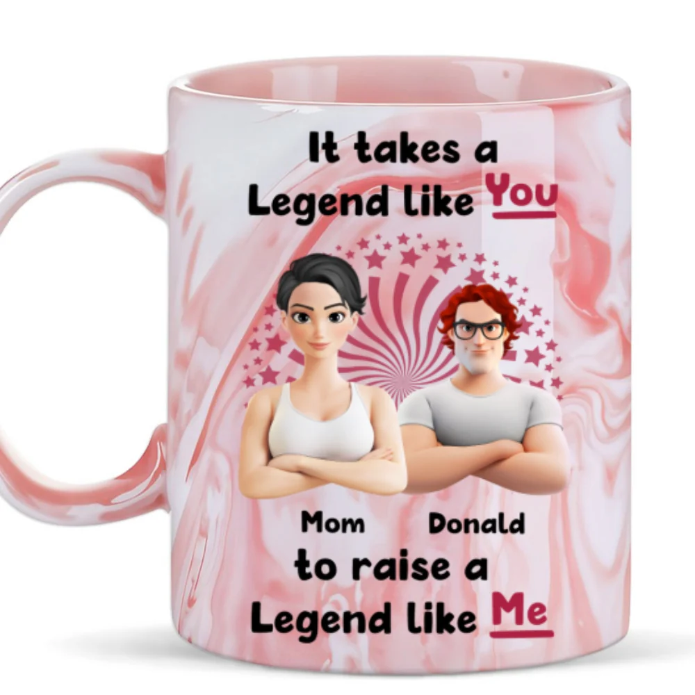 Moms Create Legends With Love - Personalized Custom Pink Marble Mug - Image 6