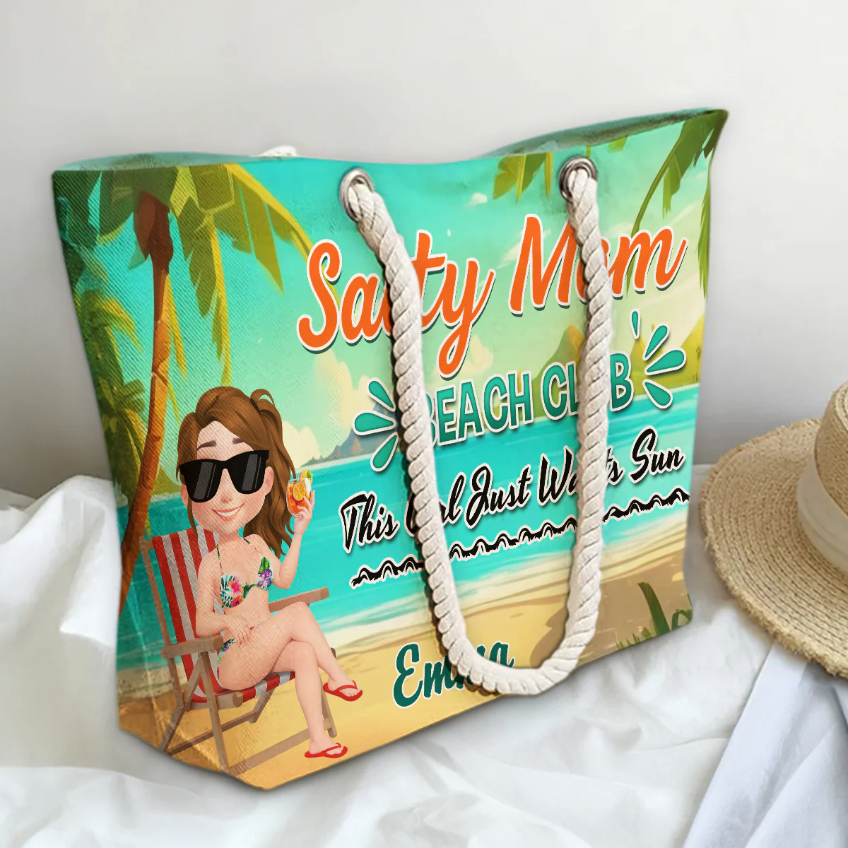 Moms Just Wanna Beach More - Personalized Custom Beach Bag - Image 3