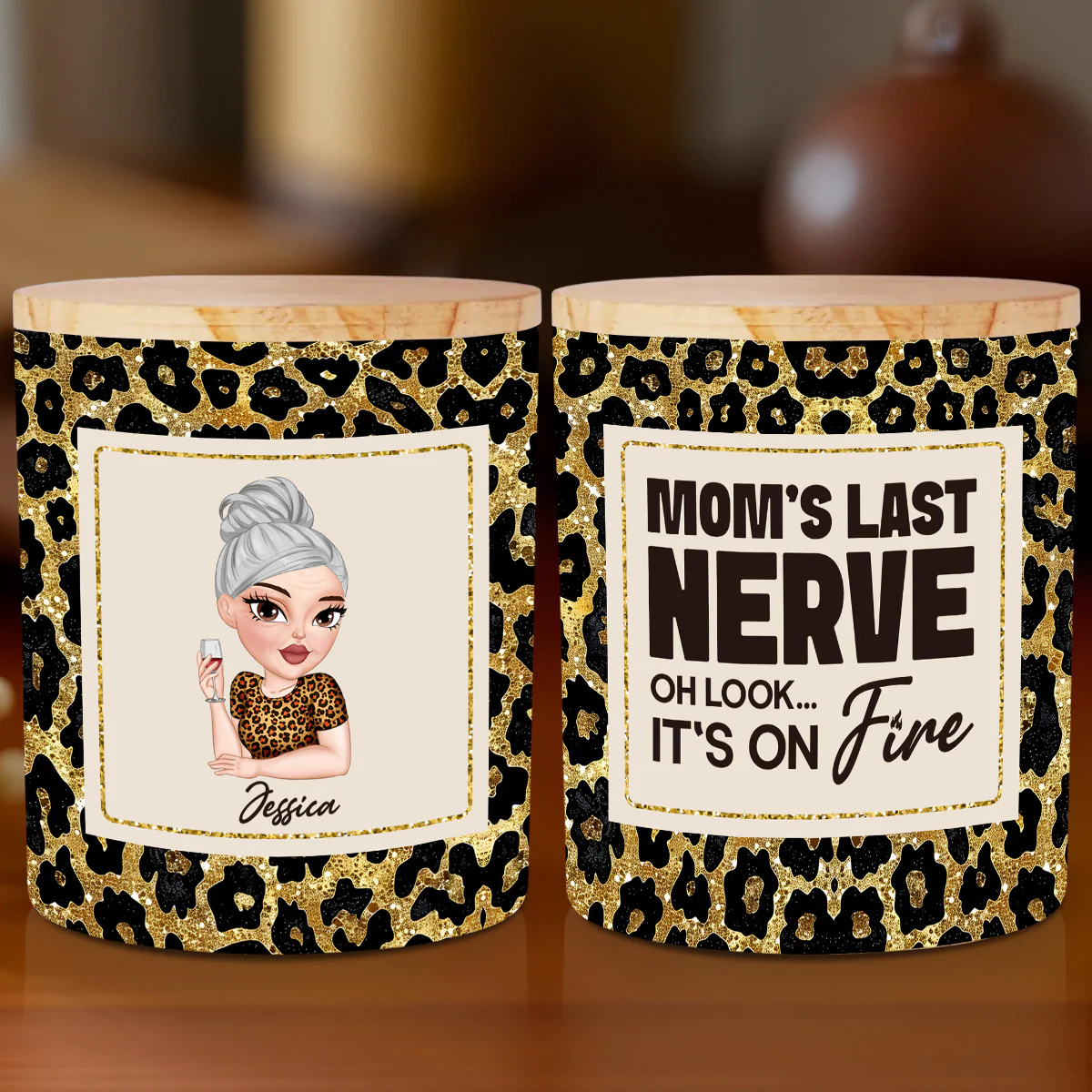 Mom Last Nerve - Personalized Custom Glass Jar With LED Candle - Image 2