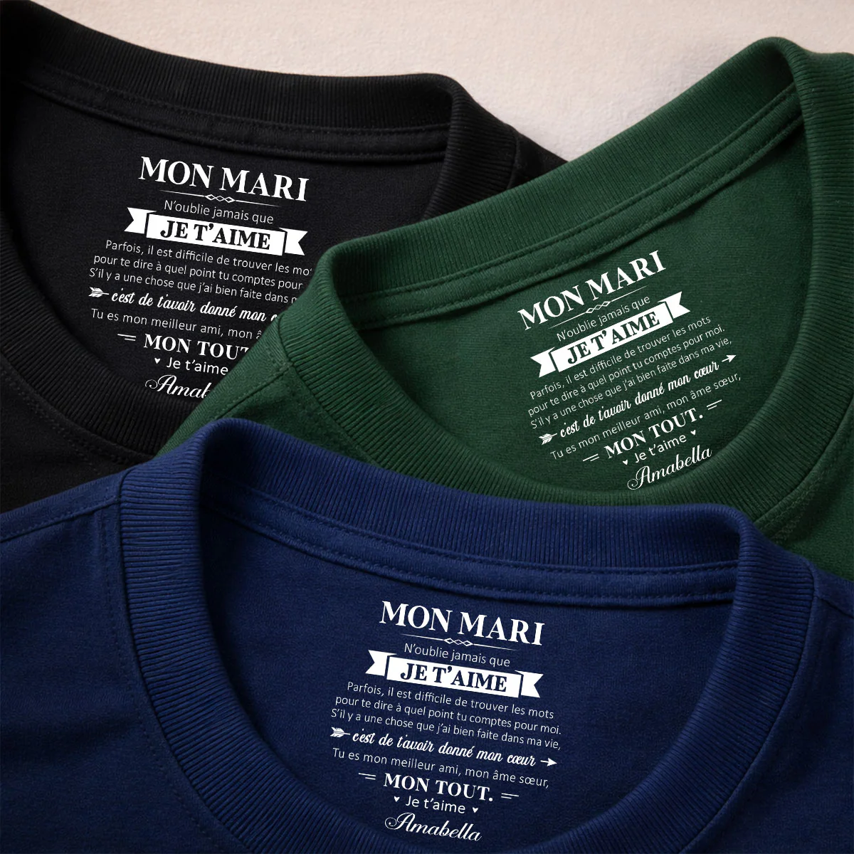 Mon âme sœur et mon tout – T-shirt avec impression personnalisée à l’intérieur du col - Image 4