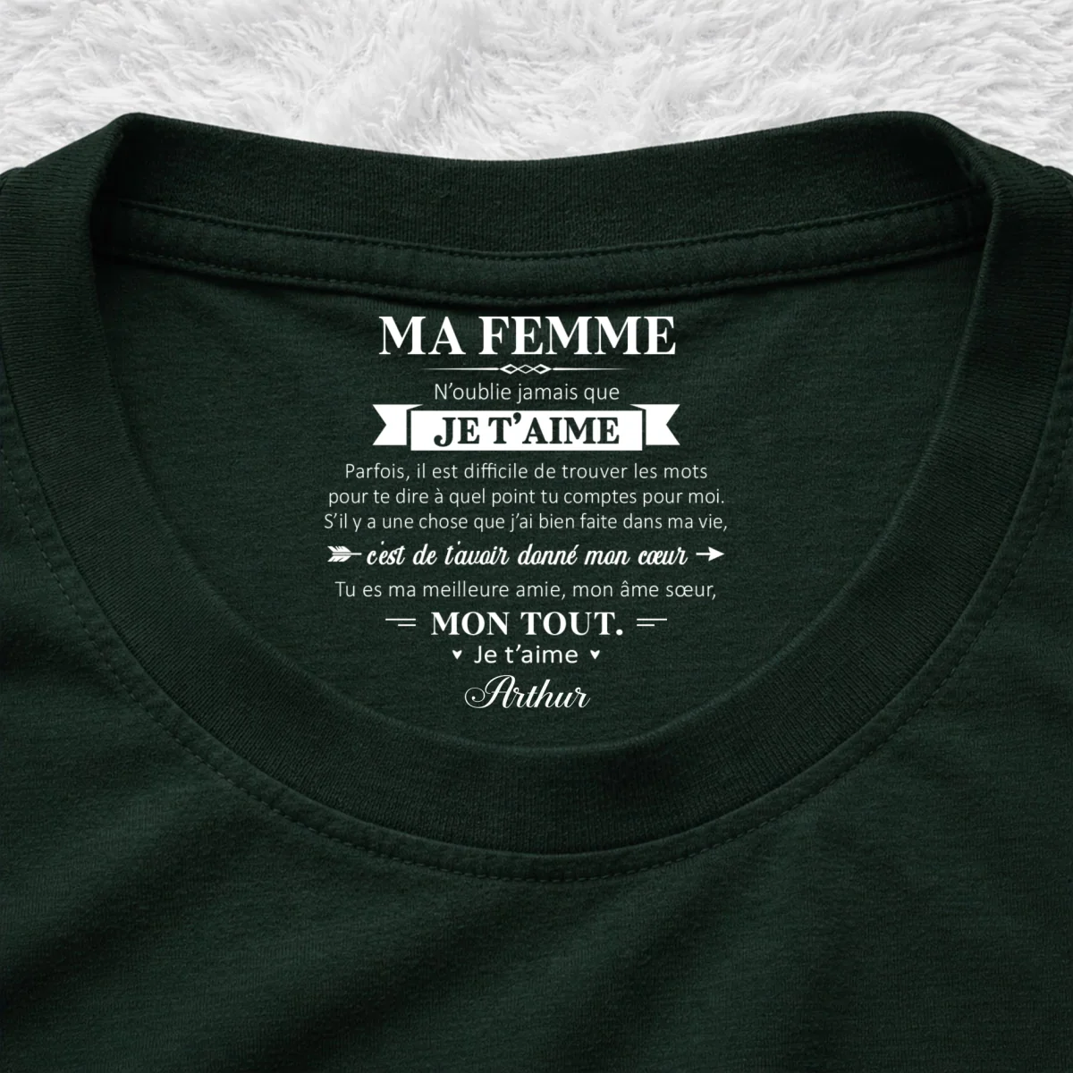 Mon âme sœur et mon tout – T-shirt avec impression personnalisée à l’intérieur du col - Image 9