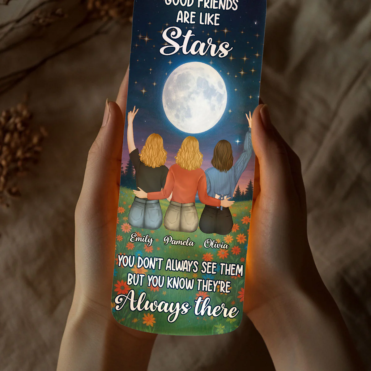 Moon And Stars Friendship - Personalized Custom Bottle Lamp - Image 3